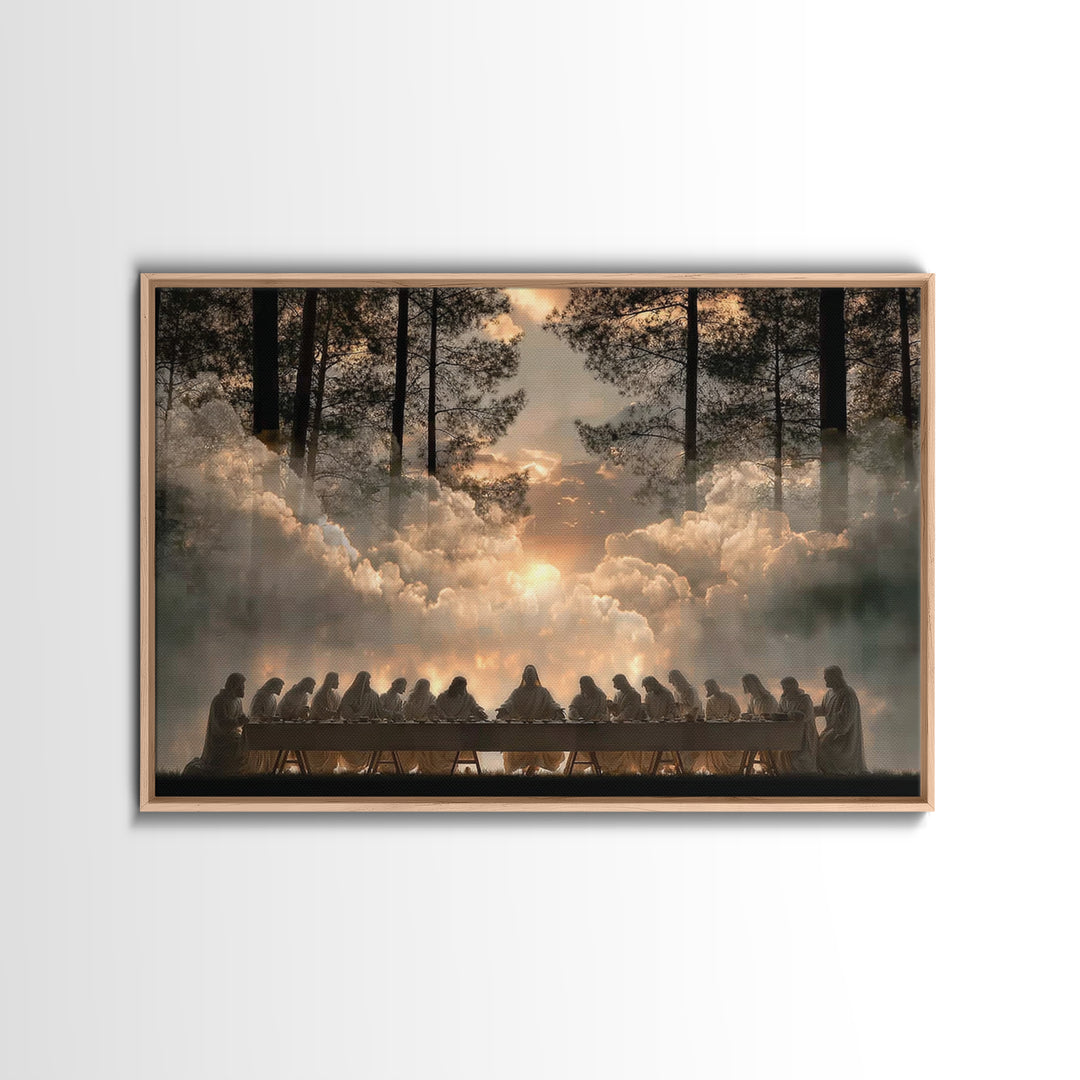 Divine Dawn Gathering, Framed Canvas Print, Christian Wall Art, Christian Art Canvas, Jesus Christmas Art, Christian Decor, Christian Gift