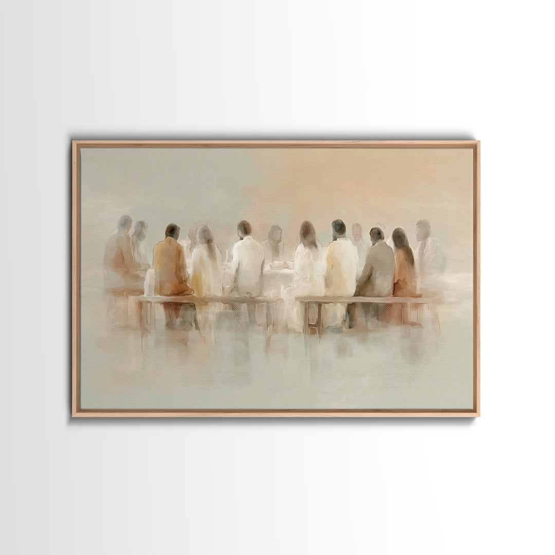 Holy Evening Communion, Framed Canvas Print, Christian Wall Art, Christian Art Canvas, Subtle Christian Art, Jesus Painting, Christian Chri