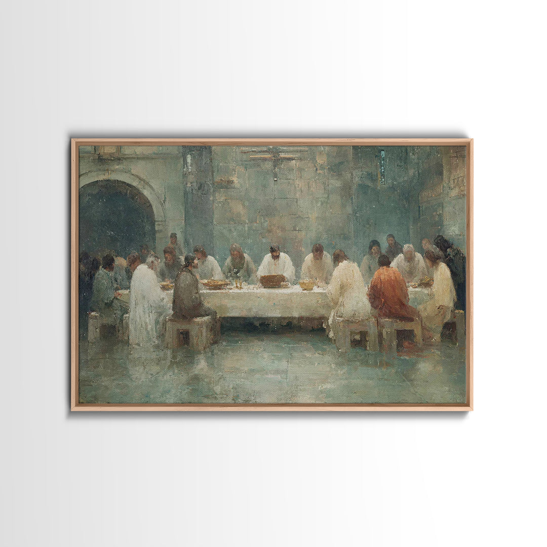 Starlit Holy Banquet | Framed Canvas Print | Christian Wall Art | Christian Art Canvas | Jesus Painting | Modern Christian Art | Christmas