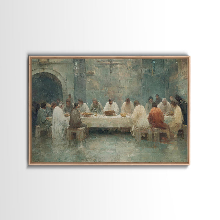 Starlit Holy Banquet | Framed Canvas Print | Christian Wall Art | Christian Art Canvas | Jesus Painting | Modern Christian Art | Christmas