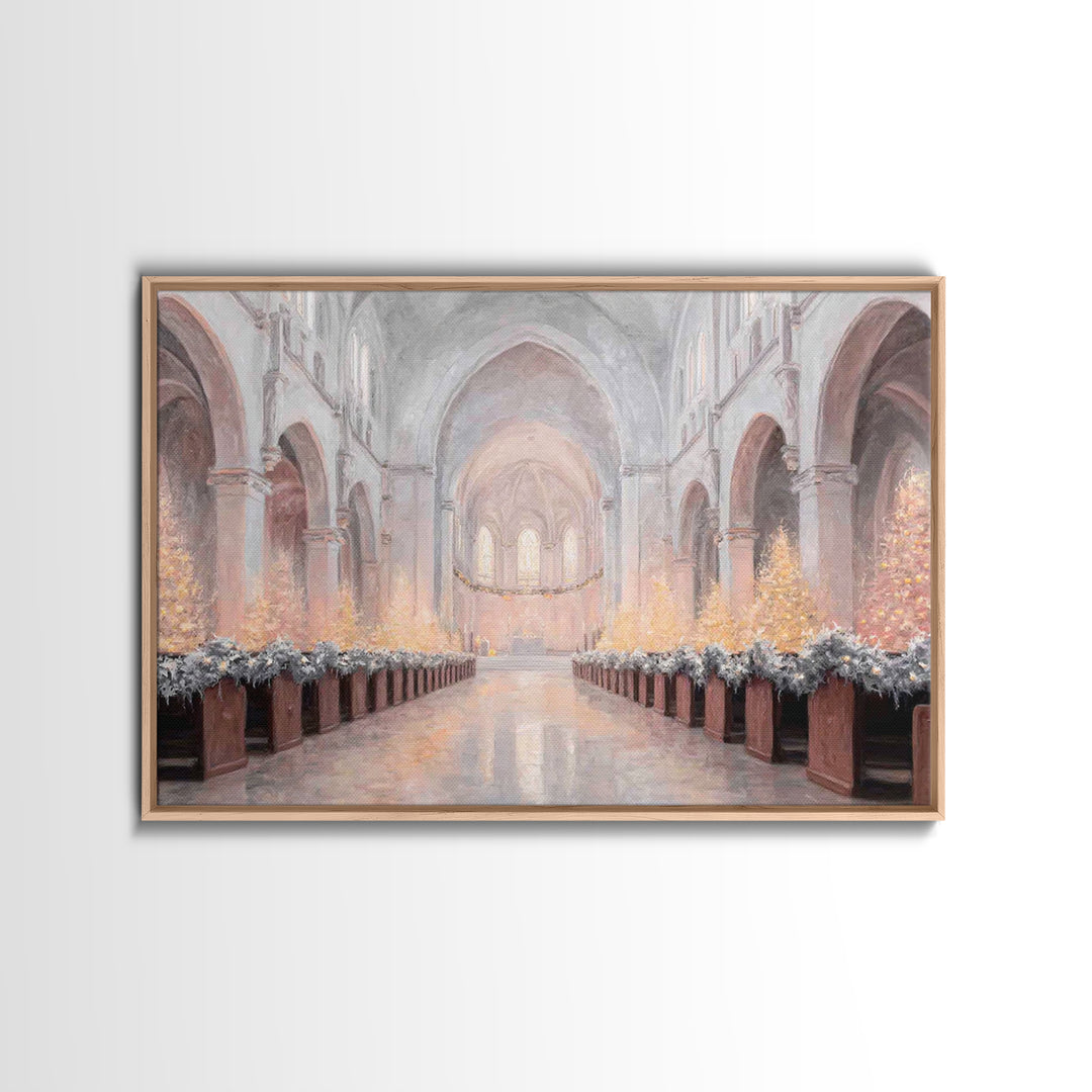 Candlelit Chapel | Framed Canvas Print | Christian Christmas Art | Framed Christian Art | Christmas Wall Art | Subtle Christian Paintings |