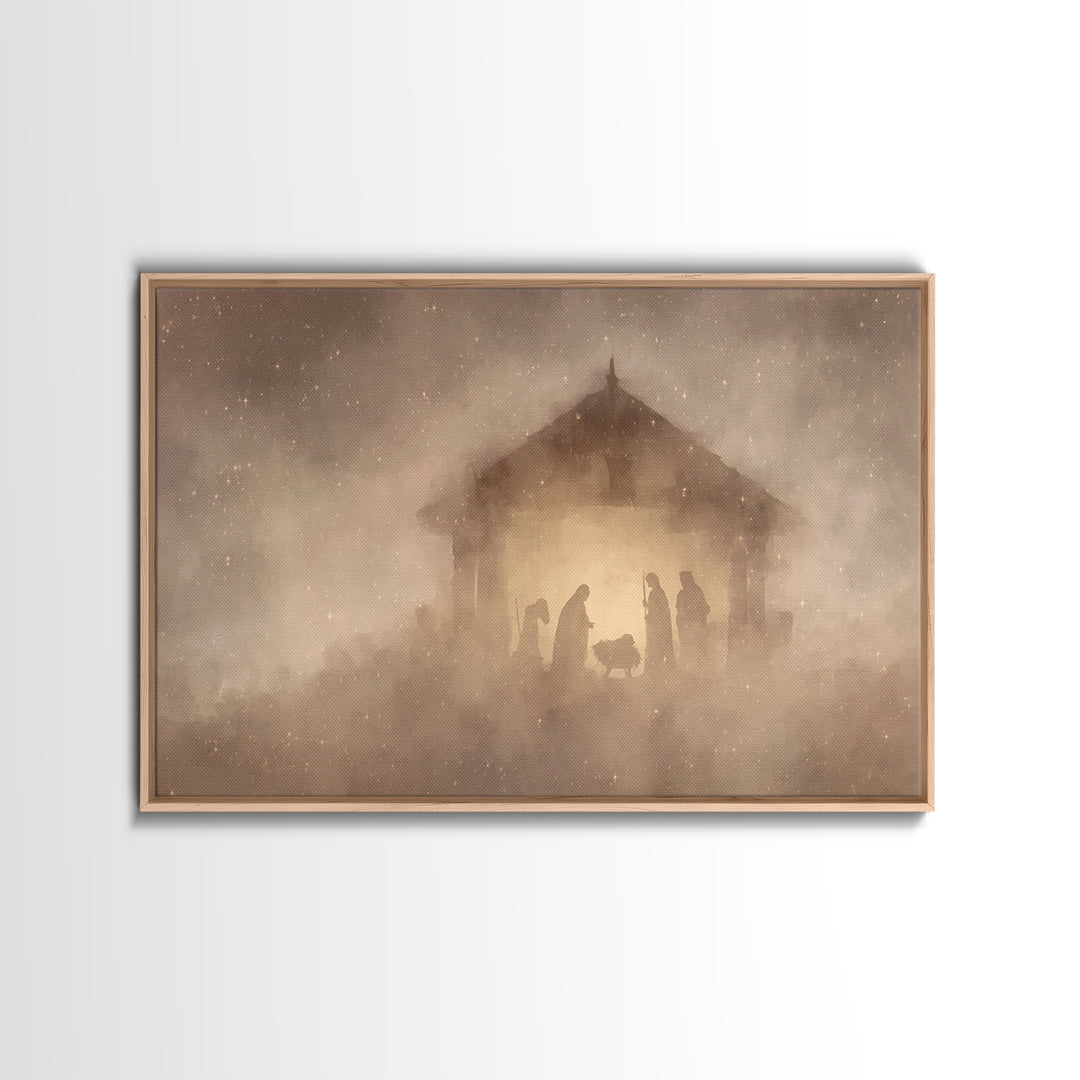 Holy Manger Night | Framed Canvas Print | Christian Wall Art | Christian Christmas Art | Christmas Art | Christian Art Canvas | Jesus Chris