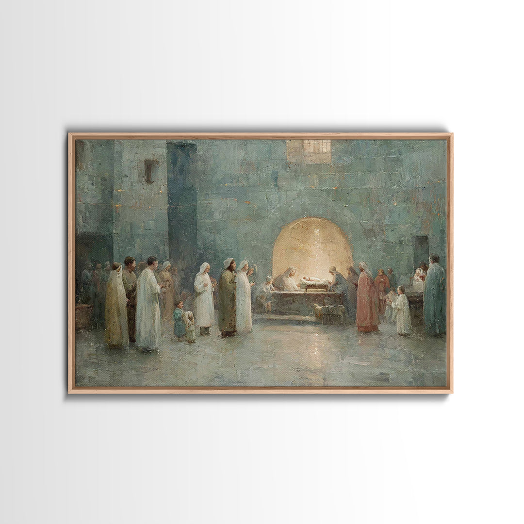 Bethlehem Gathering, Framed Canvas Print, Christian Wall Art, Christian Christmas Art, Christmas Art, Christian Art Canvas, Christian Decor