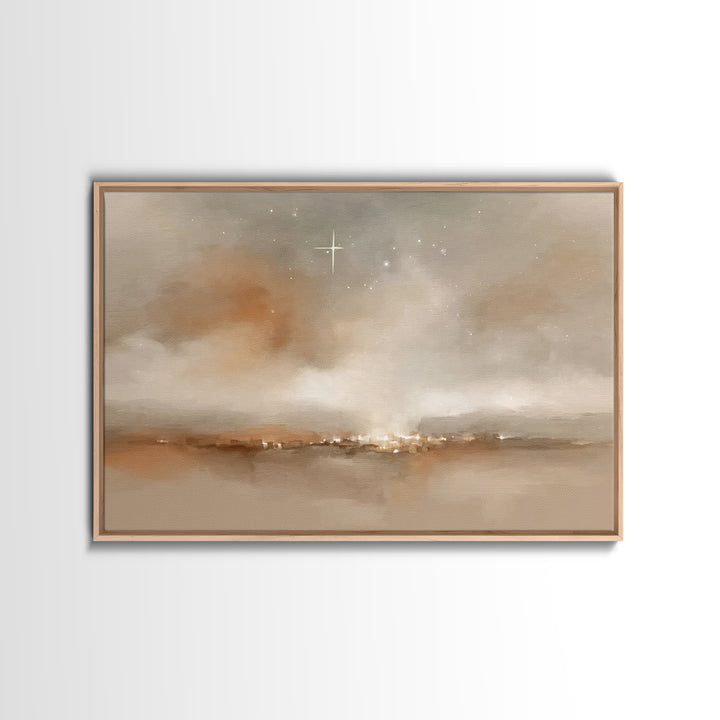 Silent Bethlehem Glow – Framed Canvas Print – Christmas Art – Christian Wall Art – Christian Christmas Art – Christian Art Canvas – Christm
