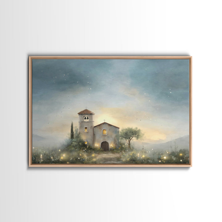 Pastoral Church Light – Framed Canvas Print – Christian Wall Art – Christian Art Canvas – Subtle Christian Art – Christian Decor – Christia