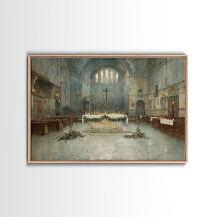 Holy Night Chapel | Framed Canvas Print | Christian Art Work | Modern Christian Art | Christmas Wall Art | Christian Christmas Art | Christ