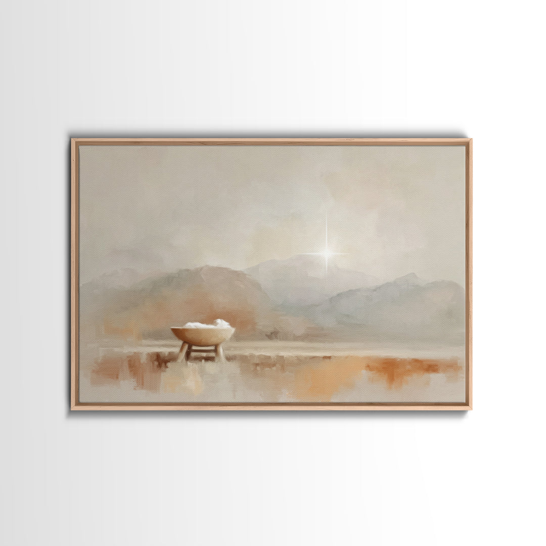 Holy Dawn Cradle, Framed Canvas Print, Christian Wall Art, Christian Art Canvas, Christmas Art, Christian Christmas Art, Christian Gift Ide