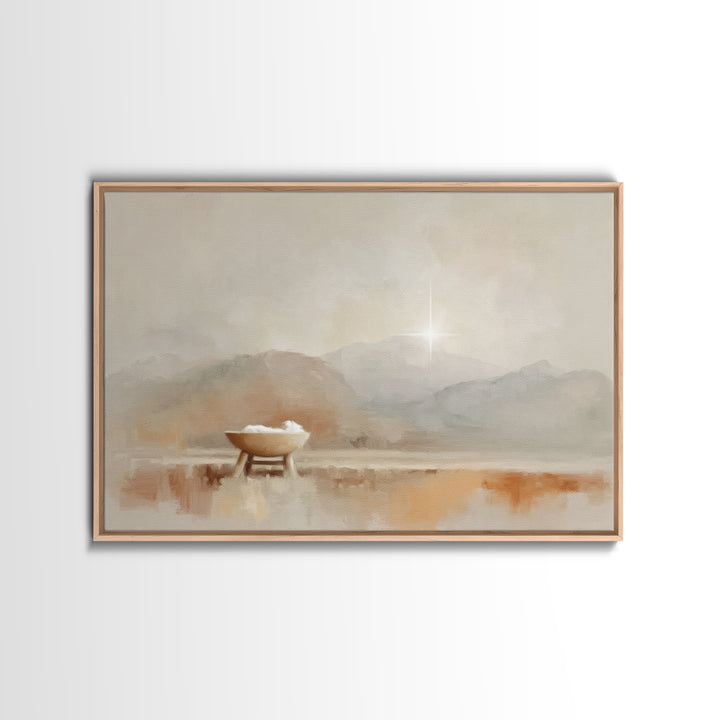 Holy Dawn Cradle, Framed Canvas Print, Christian Wall Art, Christian Art Canvas, Christmas Art, Christian Christmas Art, Christian Gift Ide