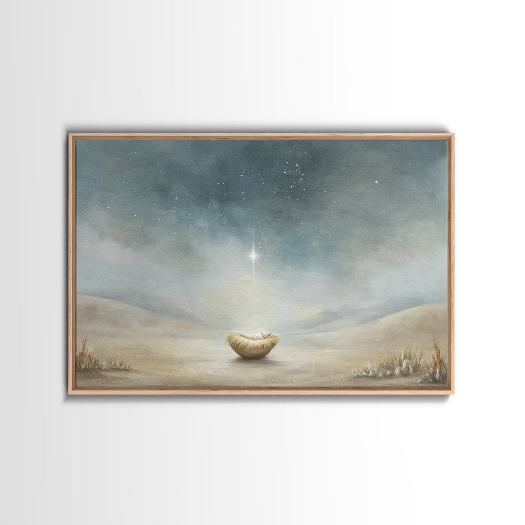 Infant Under Heaven | Framed Canvas Print | Christian Wall Art | Christian Art Canvas | Jesus Christmas Art | Christmas Art | Christian Chr