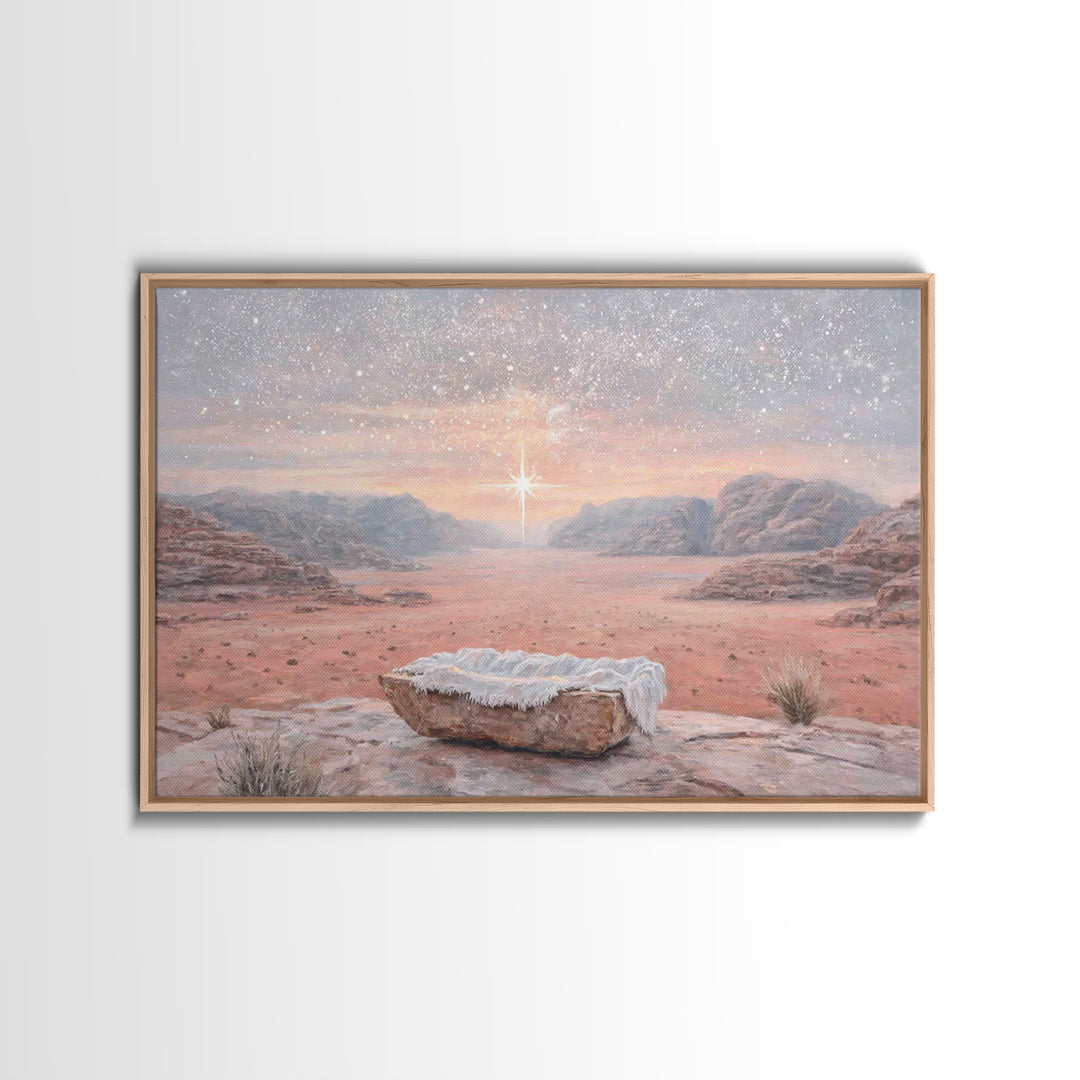 Nativity Sky Wonder, Framed Canvas Print, Christian Wall Art, Christian Art Canvas, Christmas Art, Jesus Christmas Art, Christian Christmas