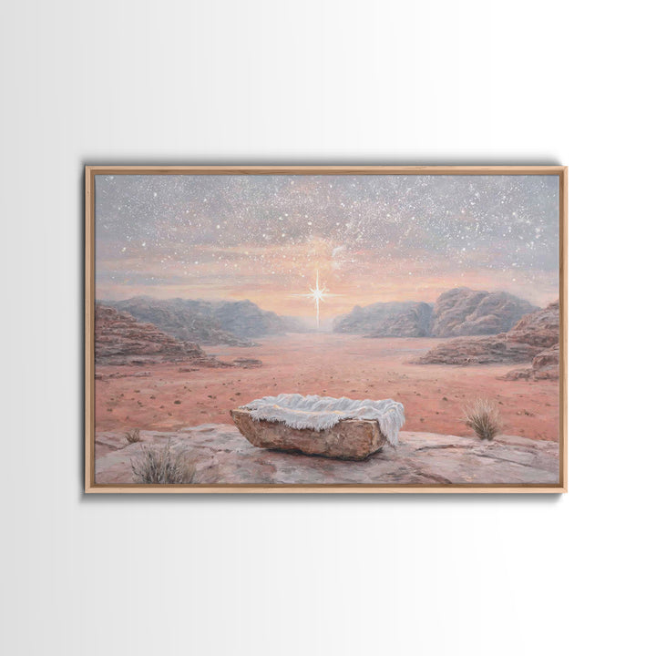 Nativity Sky Wonder, Framed Canvas Print, Christian Wall Art, Christian Art Canvas, Christmas Art, Jesus Christmas Art, Christian Christmas