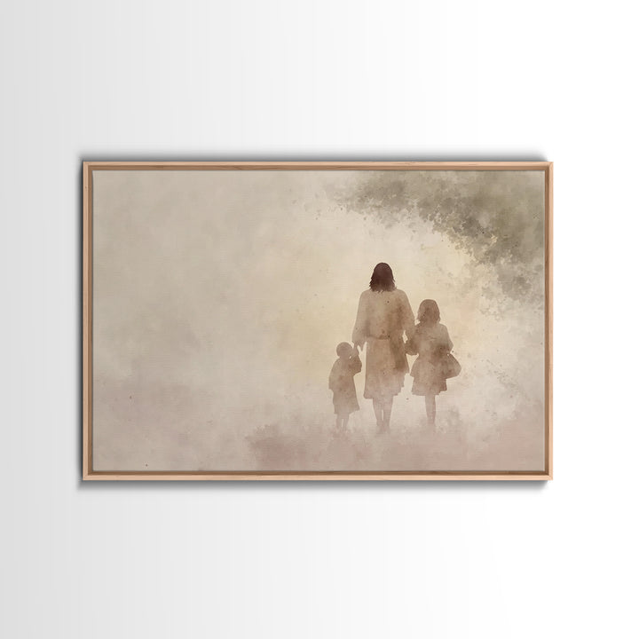 Shepherd Of Children, Framed Canvas Print, Christian Wall Art, Christian Art Canvas, Christian Paintings, Christian Art, Christian Gift Ide