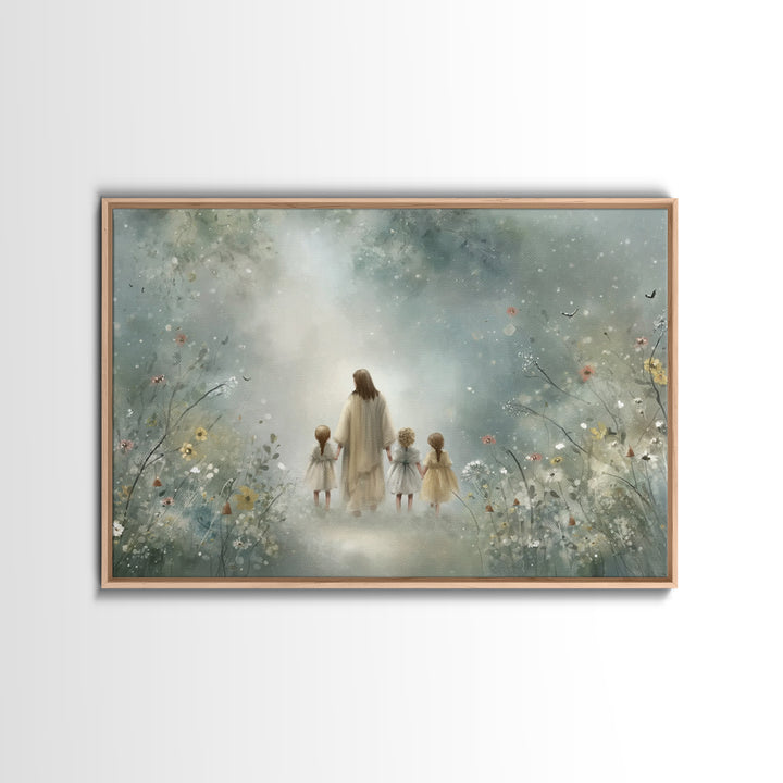 Blossoms Of Heaven, Framed Canvas Print, Christian Art Print, Jesus Painting Canvas, Subtle Christian Art, Christian Wall Art, Christian Gi