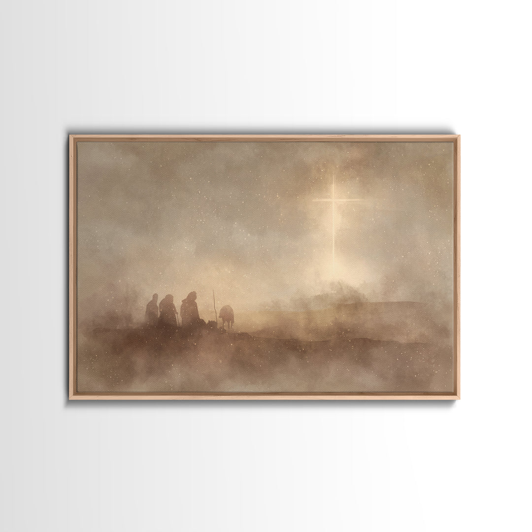 Silent Night Watch | Framed Canvas Print | Moody Christmas Art | Christian Christmas Art | Christmas Canvas Wall Art | Christian Art Canvas