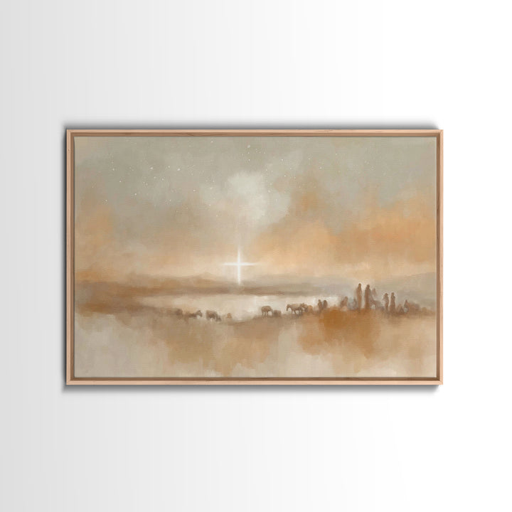 Humble Shepherd Dawn, Framed Canvas Print, Christian Christmas Art, Christmas Wall Art, Framed Christmas Art, Christian Art Print, Christma
