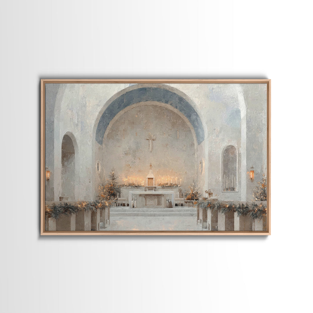 Evergreen Sanctuary | Framed Canvas Print | Christian Wall Art | Christmas Art Prints | Christian Art Canvas | Modern Christmas Art | Chris