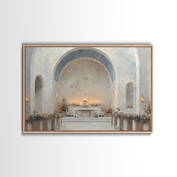 Evergreen Sanctuary | Framed Canvas Print | Christian Wall Art | Christmas Art Prints | Christian Art Canvas | Modern Christmas Art | Chris