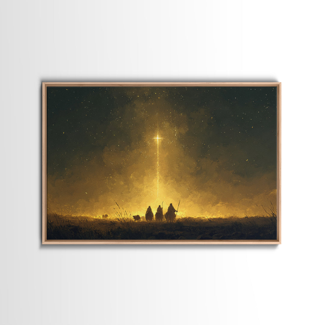Guiding Star Path – Framed Canvas Print – Christmas Art Prints – Christian Art Canvas – Christian Christmas Decor – Modern Christmas Art –