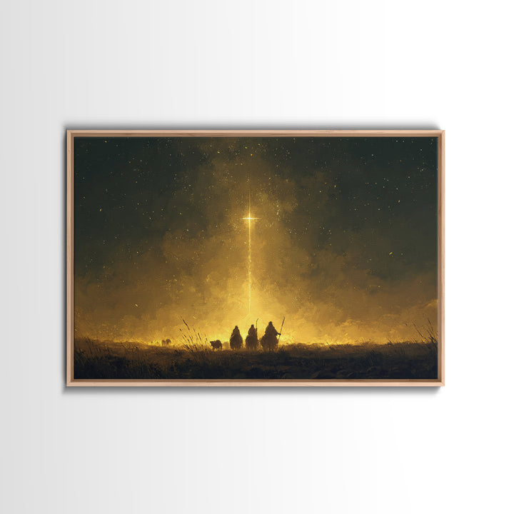 Guiding Star Path – Framed Canvas Print – Christmas Art Prints – Christian Art Canvas – Christian Christmas Decor – Modern Christmas Art –