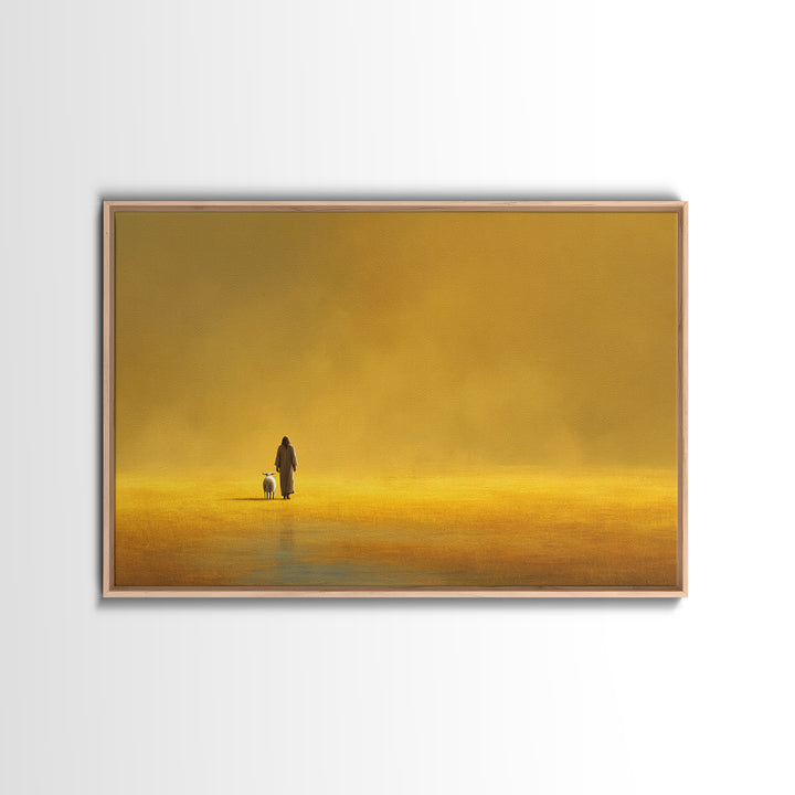Golden Field Grace | Framed Canvas Print | Minimalist Christian Art | Christian Art Canvas | Jesus Painting Canvas | Christian Decor For Ho