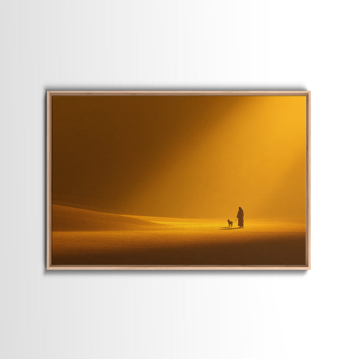 Desert Hope Glow, Framed Canvas Print, Minimalist Christian Art, Christian Art Canvas, Jesus Painting, Christian Decorations, Christian Art