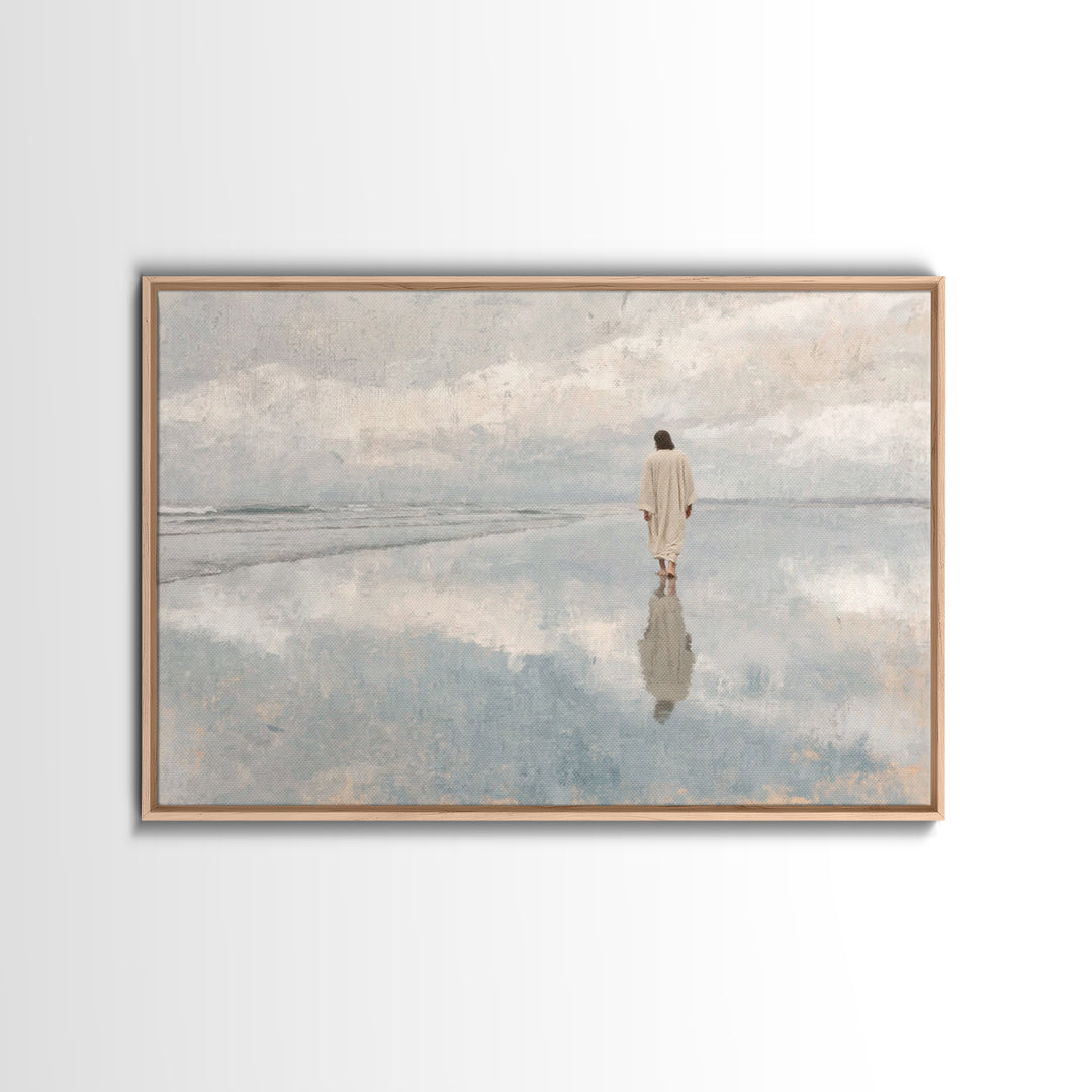 Still Waters Peace, Framed Canvas Print, Christian Wall Art, Modern Christian Art, Jesus Painting, Christian Art Canvas, Christian Decor
