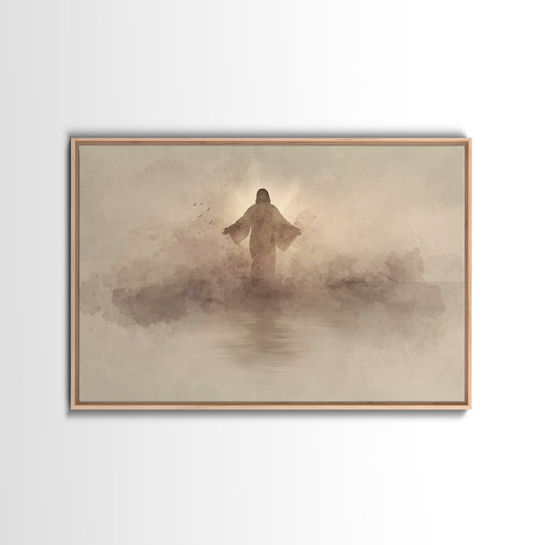 Eternal Light Rising - Framed Canvas Print - Christian Art Canvas - Christian Gift Ideas - Jesus Painting - Christian Wall Art - Subtle Chr