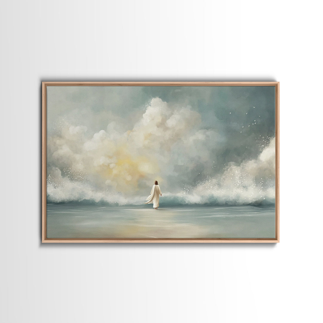 Stormless Promise, Framed Canvas Print, Christian Wall Art, Christian Art Canvas, Christian Decor, Jesus Painting, Modern Christian Paintin