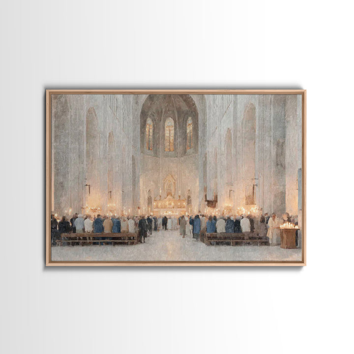 Holy Gathering – Framed Canvas Print – Christian Art Prints – Christian Wall Art – Subtle Christian Paintings – Christian Christmas Art – F