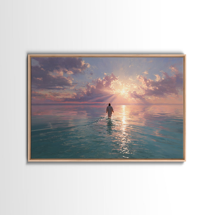Radiant Sea Hope - Framed Canvas Print - Jesus Painting - Christian Wall Art - Christian Art Canvas - Christian Gift Ideas - Modern Christi