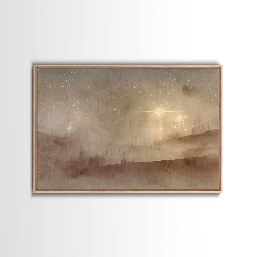 Desert Nativity Sky | Framed Canvas Print | Christmas Art | Christian Art Work | Christian Wall Art | Christian Christmas Decorations | Chr