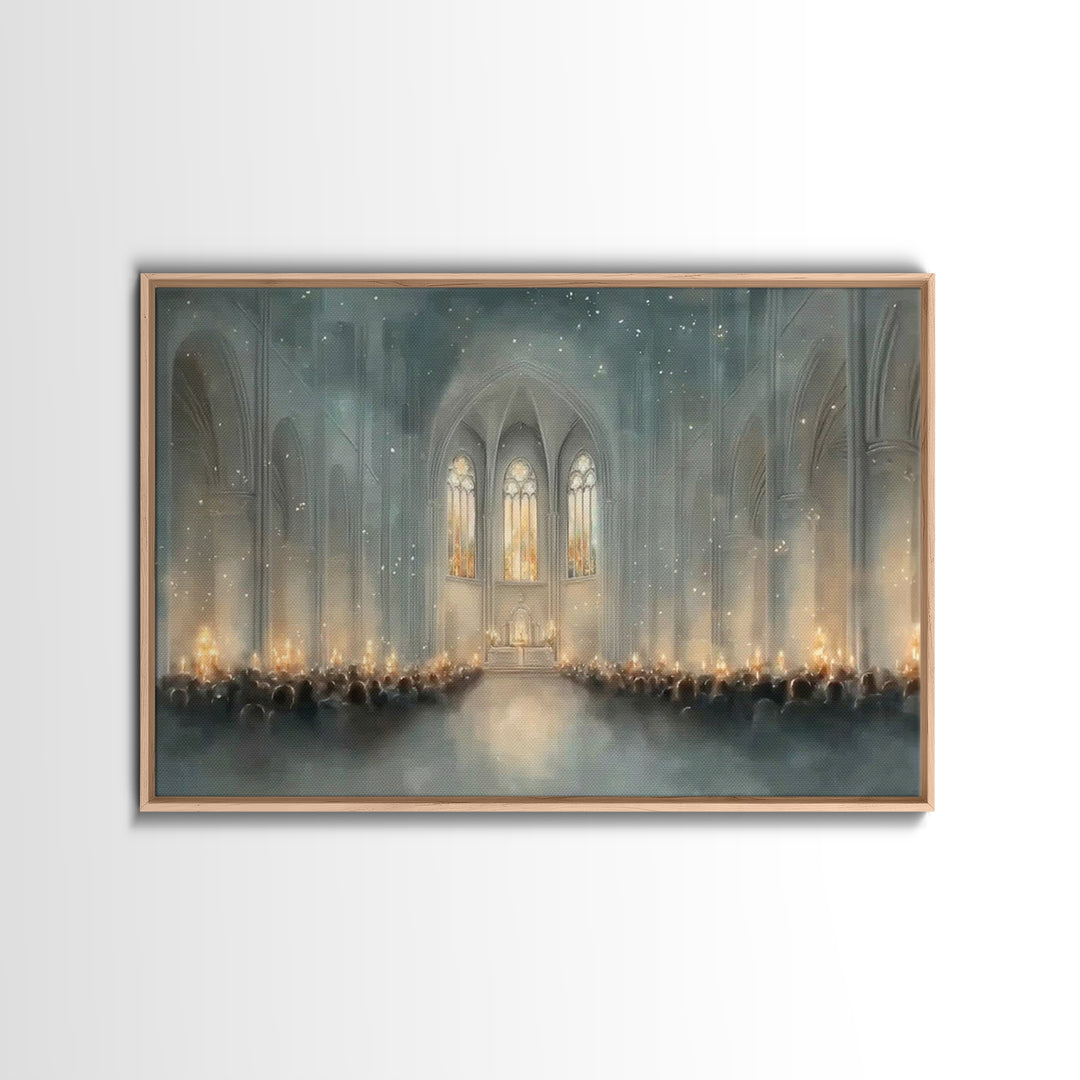 Cathedral Reflections – Framed Canvas Print – Christian Christmas Art – Christian Art Work – Christmas Canvas Wall Art – Modern Christian A