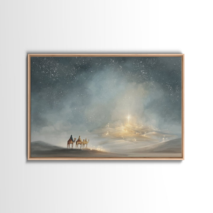 Guiding Light Path – Framed Canvas Print – Christmas Wall Art – Christian Art Work – Christian Art Print – Christian Christmas Decor – Jesu