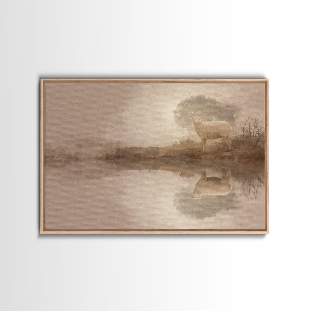 Lamb Of Peace, Framed Canvas Print, Christian Art Print, Christian Wall Art, Christian Decor For Home, Christian Gift, Subtle Christian Art