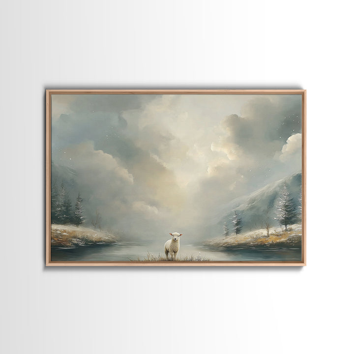 Quiet Shepherd Lamb | Framed Canvas Print | Christian Art Canvas | Christian Wall Art | Christian Art Print | Christian Gift Ideas | Christ