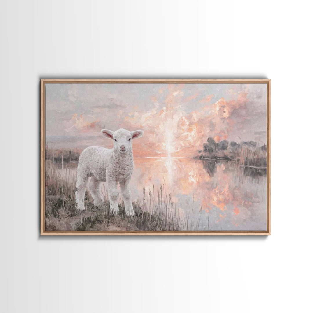 Dawn Of The Lamb – Framed Canvas Print – Christian Wall Art – Christian Art Canvas – Christian Decor – Christian Gift Ideas – Subtle Christ