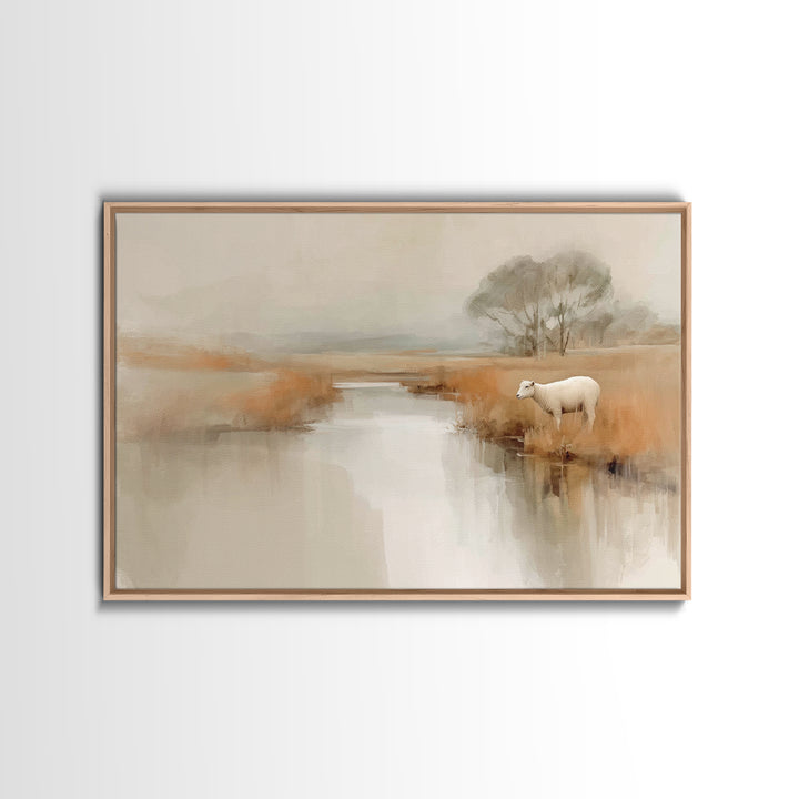 Dawn Meadow Grace, Framed Canvas Print, Christian Art Canvas, Christian Wall Art, Modern Christian Art, Christian Painting