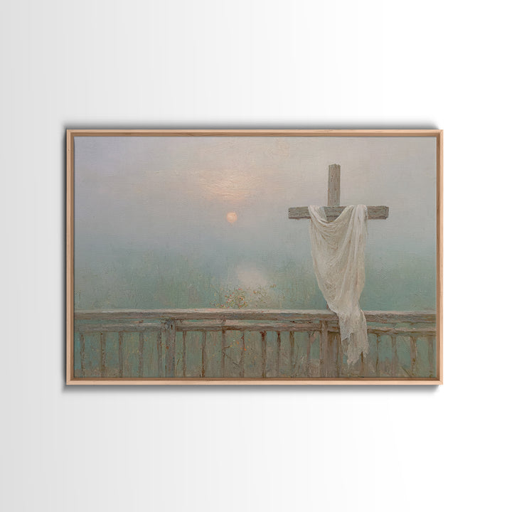 Hopeful Crosslight - Framed Canvas Print - Christian Art Canvas - Minimalist Christian Art - Christian Painting - Christian Wall Art