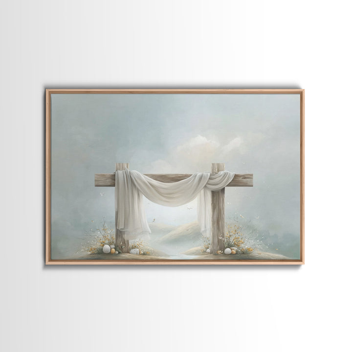 Risen Garden Peace - Framed Canvas Print - Christian Wall Art - Christian Art Canvas - Christian Painting - Subtle Christian Art