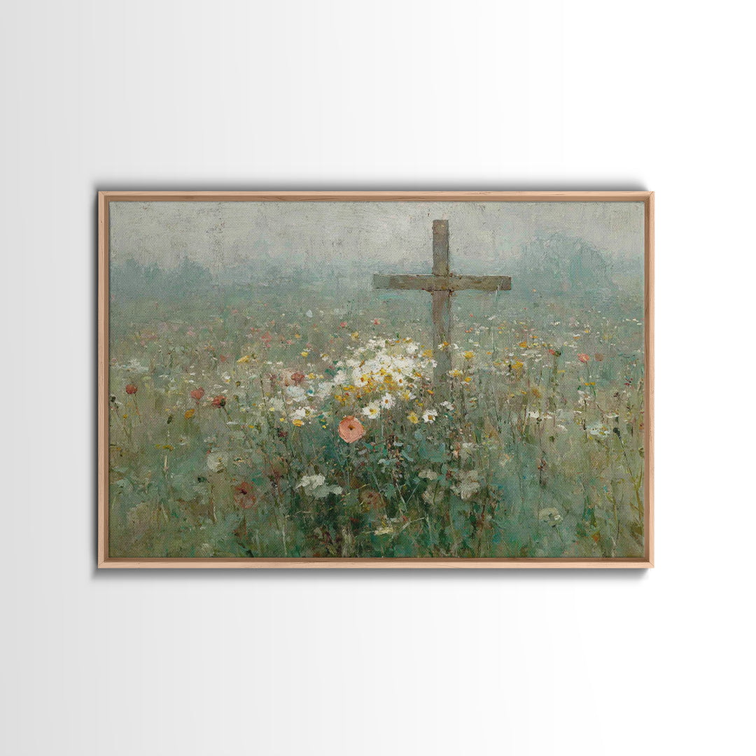 Wildflower Redemption | Framed Canvas Print | Christian Art Canvas | Vintage Christian Art | Christian Wall Art | Christian Painting