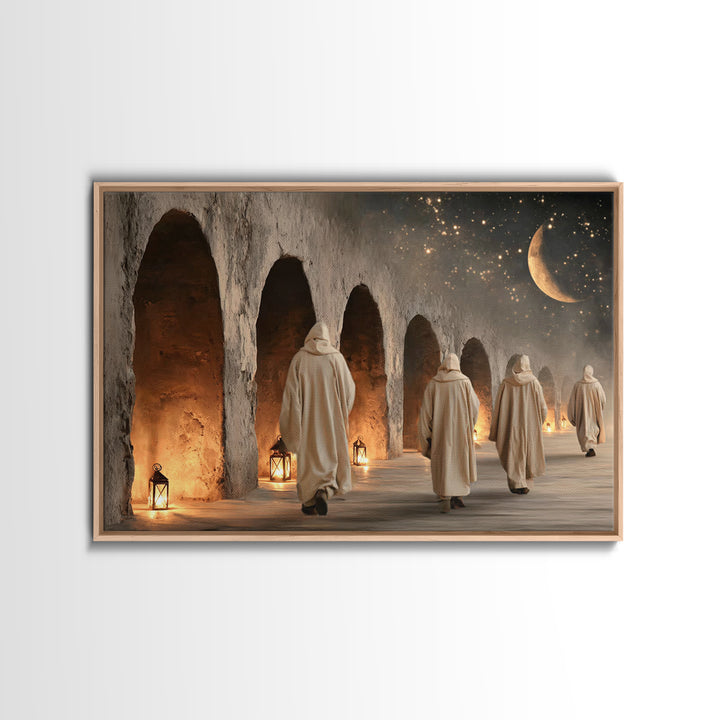 Midnight Pilgrims | Framed Canvas Print | Christian Painting | Christian Wall Art | Christian Decor | Christian Art Canvas | Christmas Art