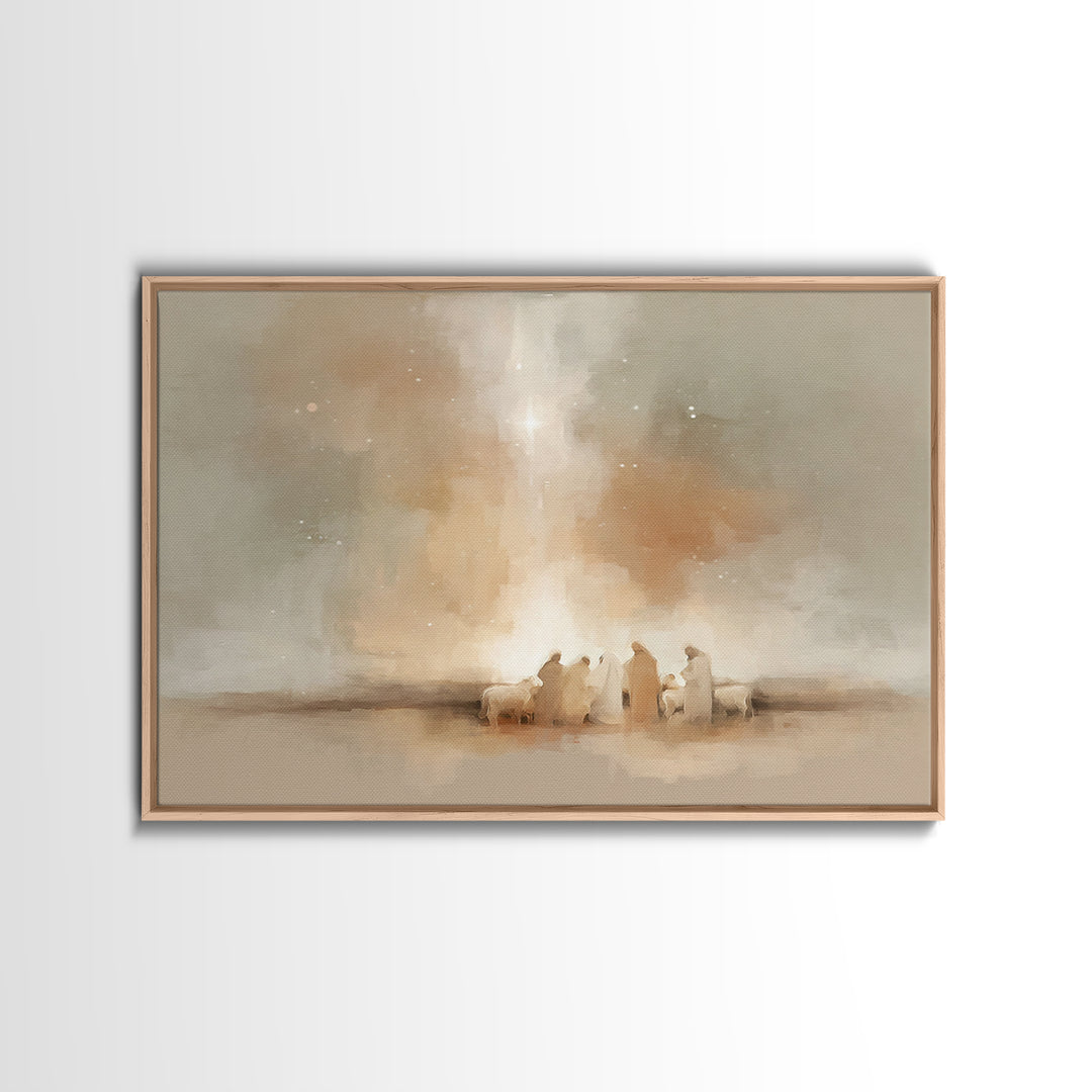 Shepherds Of Wonder | Framed Canvas Print | Christmas Art | Christian Wall Art | Christian Painting | Christian Art Canvas | Christian Deco
