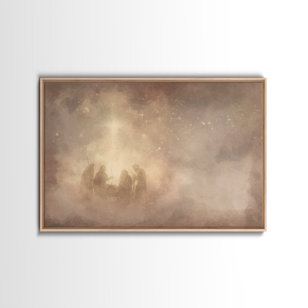 Nativity Dawn – Framed Canvas Print – Christian Wall Art – Christian Art Canvas – Christmas Art – Jesus Painting – Christian Christmas Art
