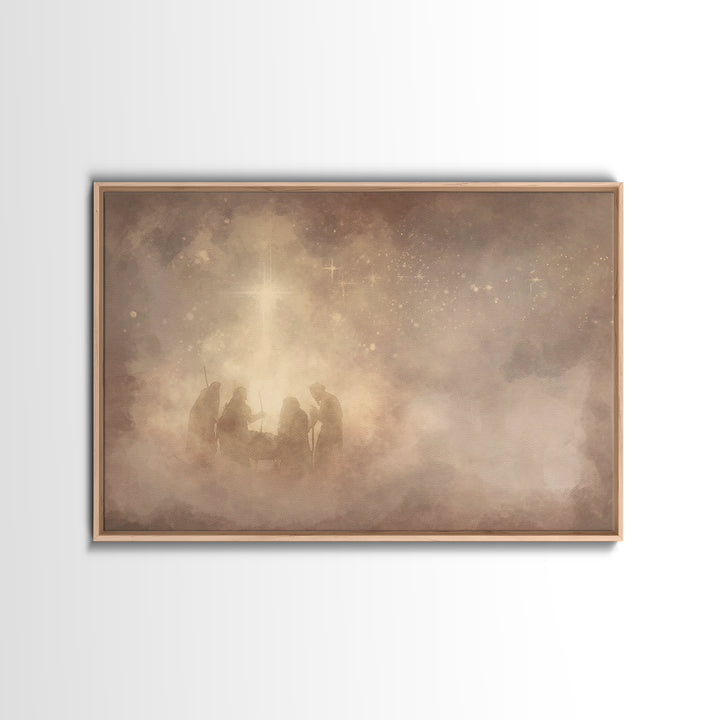 Nativity Dawn – Framed Canvas Print – Christian Wall Art – Christian Art Canvas – Christmas Art – Jesus Painting – Christian Christmas Art
