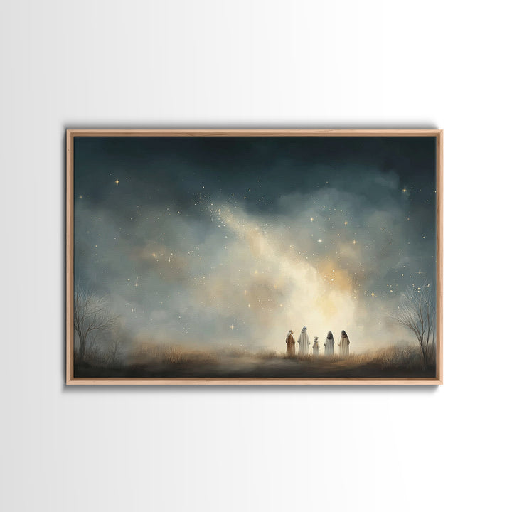 Starborn Night – Framed Canvas Print – Christian Wall Art – Jesus Painting – Christian Art Canvas – Christian Christmas Art – Christmas Art