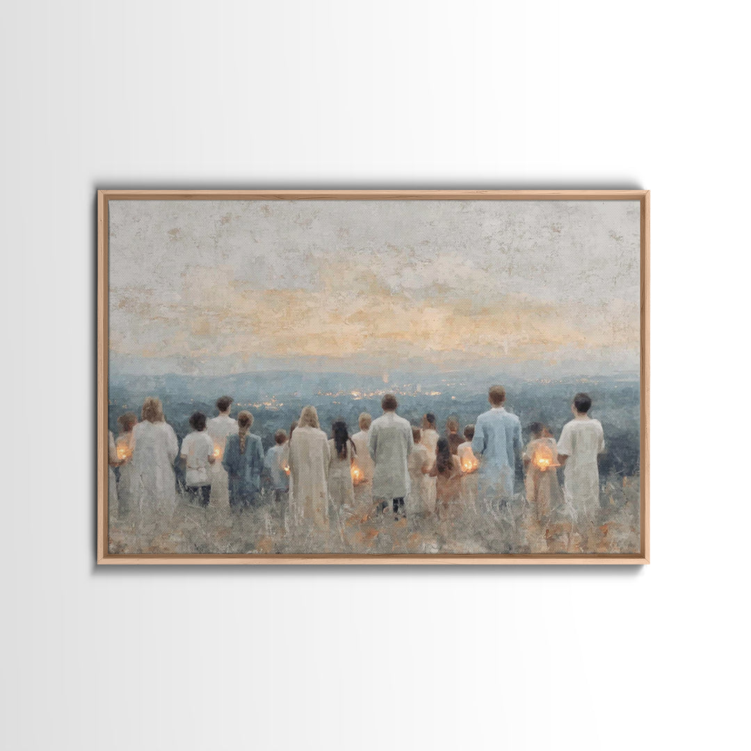 Dawn Assembly – Framed Canvas Print – Christian Wall Art – Christian Art Canvas – Christian Christmas Art – Christmas Art – Christian Paint