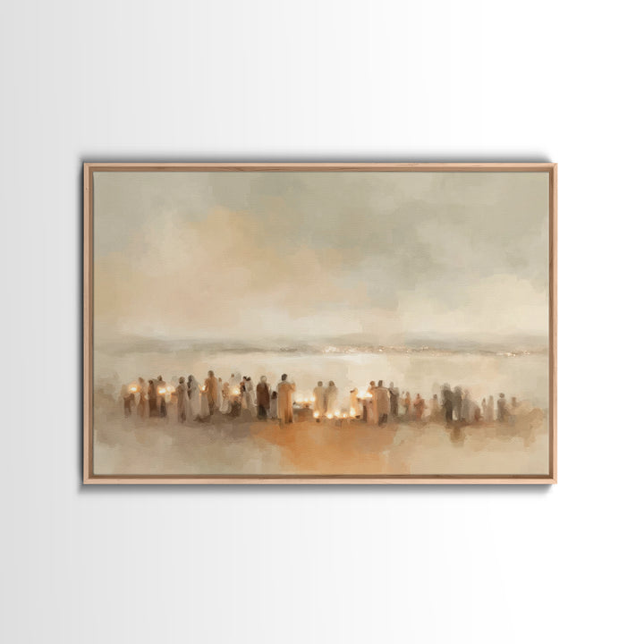 Silent Gathering – Framed Canvas Print – Christian Art Canvas – Christian Christmas Art – Christian Painting – Christian Wall Art – Christm