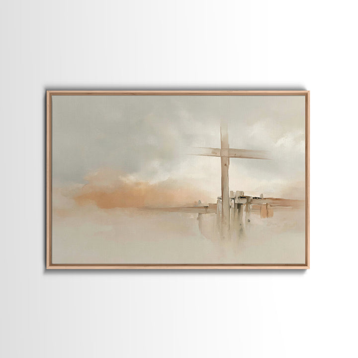 Quiet Hill Cross | Framed Canvas Print | Christian Wall Art | Christian Art Canvas | Minimalist Christian Art | Christian Decor