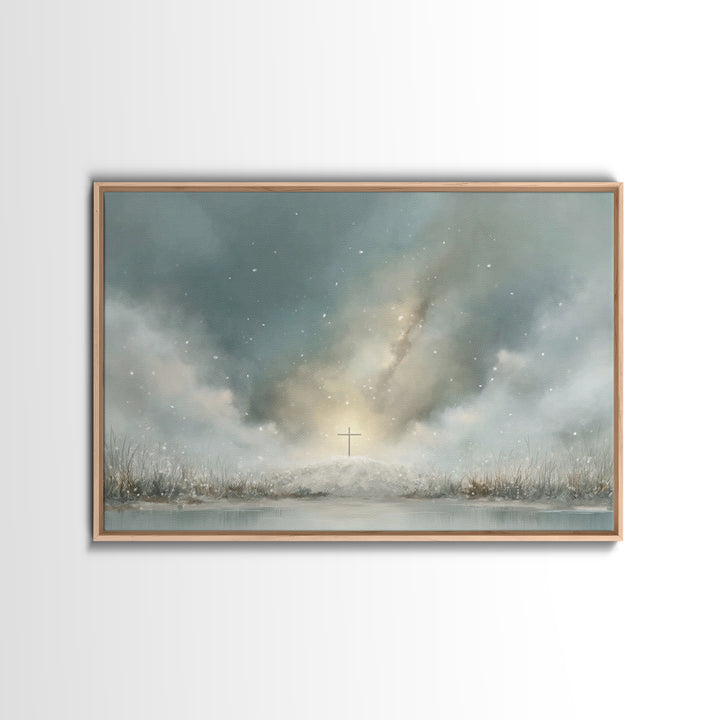 Winter Of Promise, Framed Canvas Print, Christian Wall Art, Christian Art Canvas, Christian Christmas Art, Christian Decor