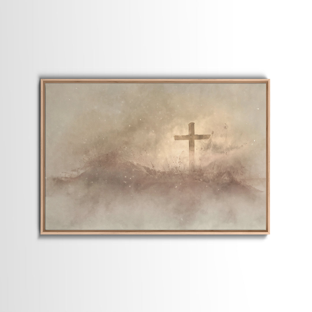 Cross Of Stillness – Framed Canvas Print – Christian Wall Art – Christian Art Canvas – Subtle Christian Art – Christian Gift